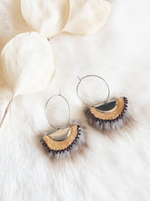 Load image into Gallery viewer, Silver, Beaver Fur Fan hoops
