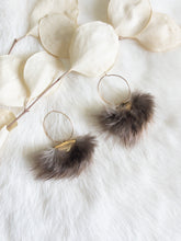 Load image into Gallery viewer, Gold, Beaver Fur Fan hoops
